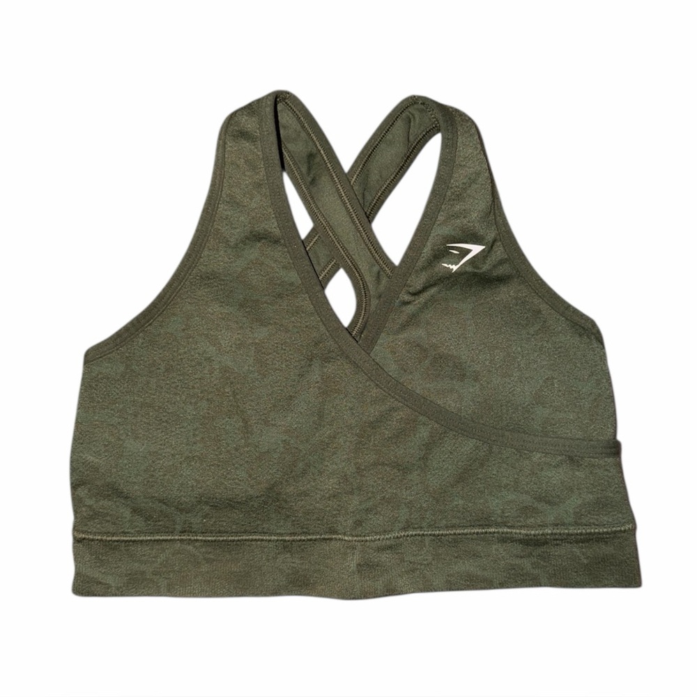 Gymshark camo olive green sports bra